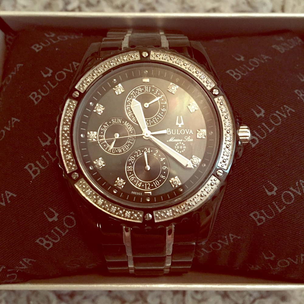 Bulova Women's Black Crystal Accent Bracelet Watch